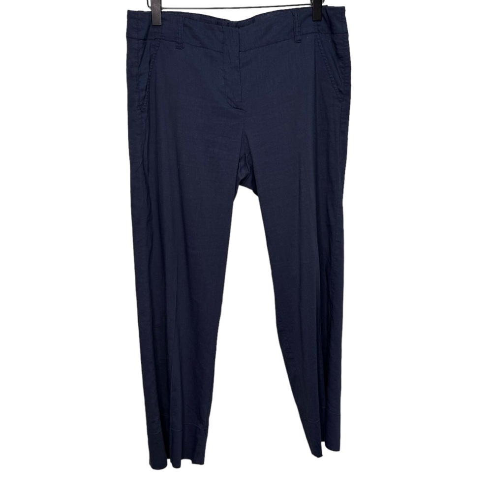 Theory Blue Linen Cropped Straight Leg Cropped Pants Size 8